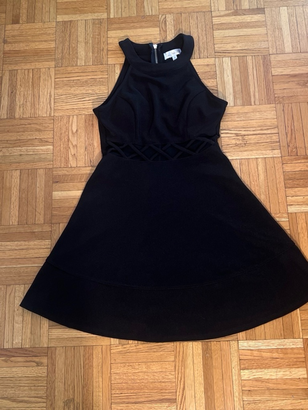 Little Black Dress for Homecoming Sleeveless Mini Dress with Lattice Waist